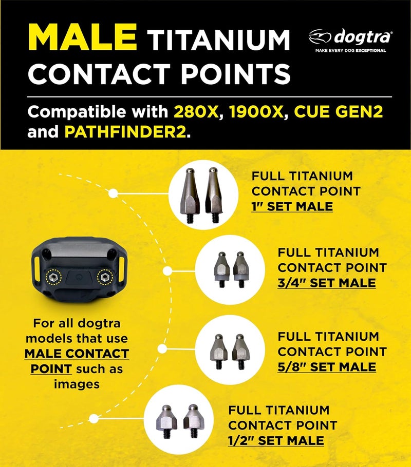 Dogtra Full Titanium Contact Points 5/8" Set of 2 – Male – Compatible with X-Series (280X, 1900X, ARC-X), 200iQ, GPS Fence, PATHFINDER2, Smart NoBark – Hypoallergenic, Lightweight, for Sensitive Skin - Image 1
